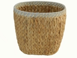 Curated Water Hyacinth Oval Trash Bin with Rope Rim - Sustainable Home Organizer